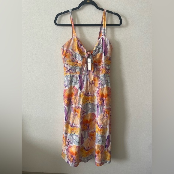 Cecilia Pettersson for Anthropologie Floral Print bow cinched waist midi Dress - Picture 6 of 10